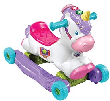 VTech Rock and Ride Unicorn Baby Ride On Toy, Interactive Baby Musical Toy with Learning and Sound Features, First Steps Walking Support for Babies & Toddlers from 18 Months