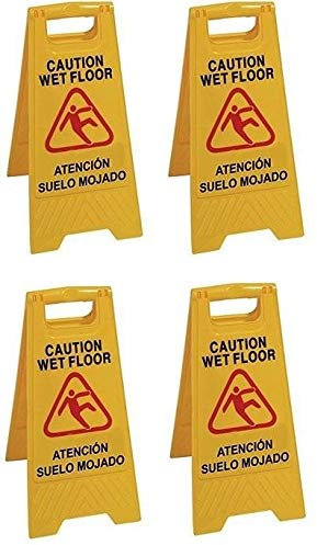 Chiner - Señal de Aviso Suelo Mojado Bilingüe | Alta Visibilidad | Uso Versátil en Restaurantes, Hoteles, Tiendas | Ideal para Zonas Resbaladizas y Limpieza en Curso, Talla Única
