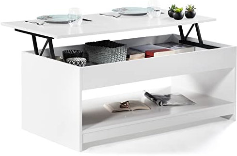 IDMarket - Table Basse rectangulaire Plateau relevable SOA Bois Blanc