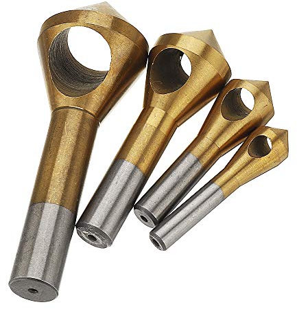RanDal 4Pcs Fraise D'Ébavurage Set De Titane Revêtement De Chanfreinage Perceuse Oblique Trou Chanfrein