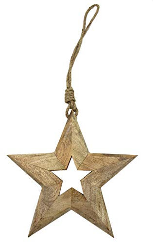 DARO DEKO Holz Stern Natur-braun zum aufhängen massiv 30cm