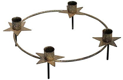 Kerzenkranz Glitzer Ø 29cm I Kerzenhalterkranz für 4 Stabkerzen für Adventskranz I Adventsdeko Weihnachtsdeko aus Metall