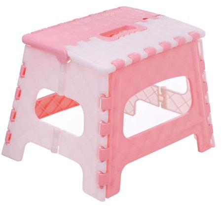 YuuHeeER Petit tabouret pliant portable en plastique antidérapant pour la salle de bain (rose)