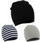 Durio Baby Mütze Jungen Mädchen Unisex Babymütze Kleinkind Wendemütze Jersey Slouch Beanie Mütze Infant Hut 3er Pack Schwarz Streifen u. Hellgrau 0-12 Monate