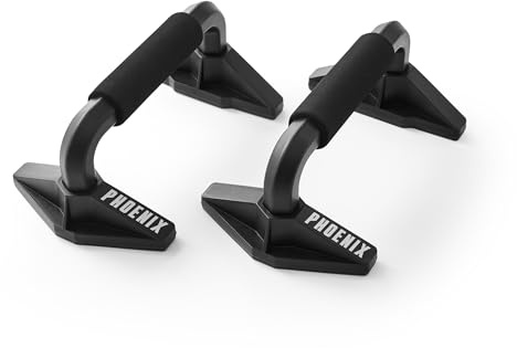 Phoenix Fitness Push Up Bars – Pair of Pushup Stands with Non-Slip Foam Handles for Chest, Shoulders, Arm, Core & Upper Body Strength Training for Men and Women at Home & Gym – Black