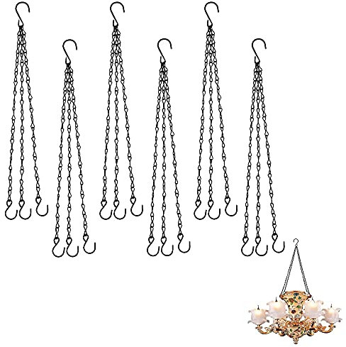 6 Pièces Chaîne Suspendu pour Pot Fleurs, Suspendre Chaine en Le Fer, Chaîne de Panier Suspendu Métal, avec Crochet en S, pour Jardinières Suspendues, Mangeoires pour Oiseaux, Pots de Fleurs (Noir)