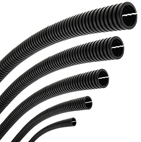 SeKi Flexibles Wellrohr Innen-Ø 12mm 2 Meter geschlitzt offen Marderschutz Leerrohr Kabelschutz Kabelmantel - schwarz, Ø 12mm Innen