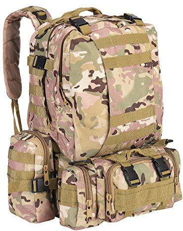SHANNA Militär-Rucksack, 55 l, großes Volumen, multifunktional, taktischer Rucksack, Molle Armee, 3 Tage im Kampf, für Wandern, Camping, Bergsteigen, Angeln, Jagd, Trekking