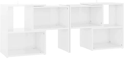 vidaXL High Gloss White TV Cabinet with Shelf - Engineered Wood, 104x30x52 cm, Modular Design for Enhanced Organization, Assembly required, for Living Room & Bedroom