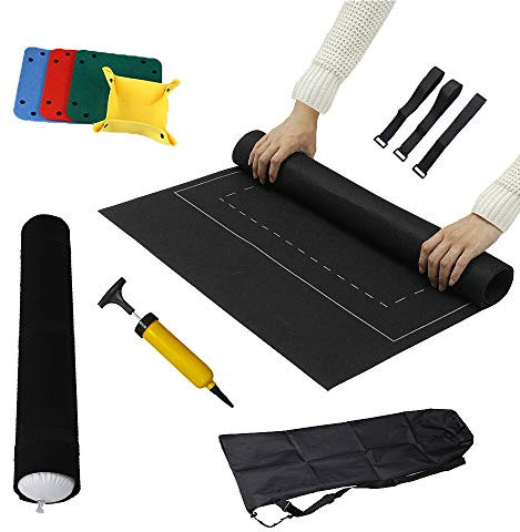 TINYOUTH Puzzlematte für Puzzle Bis 1000/1500/2000 Teile, 1.5mm Aufblasbare Puzzle Matte mit Puzzle Tabletts/Inflator/Tasche/Gurte für Rundes Quadratisches & Rechteck Puzzle, Schwarz