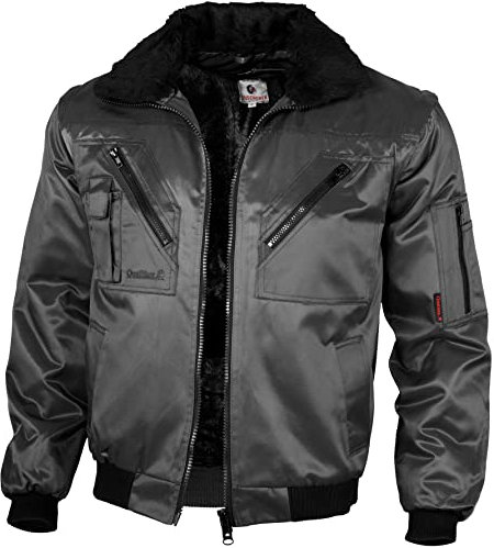 Qualitex - Pilotenjacke 4 in 1 - Kragen und Ärmel abtrennbar - mehrere Farben (L, Dunkelgrau)