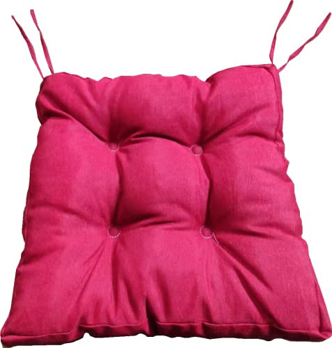 Genérico Cojines para Silla, Acolchados, Relleno de Algodón 5cm, Cómodos y BIandos, Ideal para la Decoración de Cocina y Salón, Comedor y jardín. Fabricados en España (40 x 40 cm, Rojo, 2)
