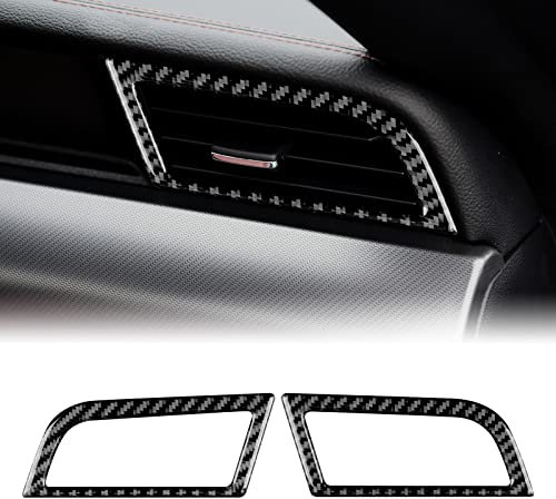 KUNGKIC Kohlefaser Auto Armaturenbrett Klimaanlage Ausgang Entlüftung Rahmen Aufkleber Dekorativ Compatible with Ford Mustang GT 2015-2022 Innenraum Zubehör