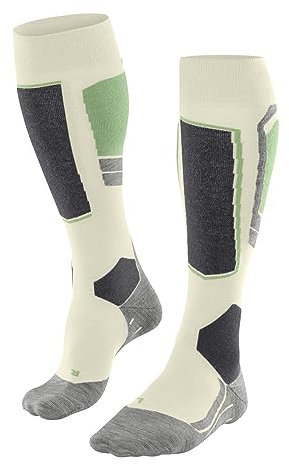 FALKE Damen Skisocken SK4 Advanced W Kh Wolle Funktionsmaterial warm dünn 1 Paar, Weiß Off-White 2047-O, 41-42