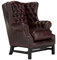Woodkings Chesterfield Sessel Kingsfield Echtleder antik rot Bürosessel Ledersessel Ohrensessel Designsessel Federkern Unikat Herrenzimmer englisches Leder Stilsessel