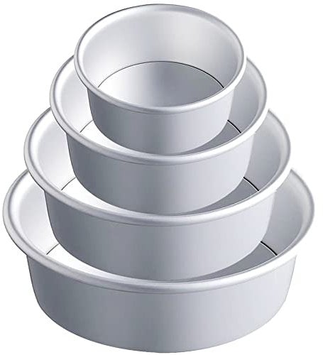EGEN Round Cake Tin Mould, Removable Base Baking Moulds, Aluminum Alloy Non-Stick Baking Mould Set (6/7/8/9Inch-4Pcs)