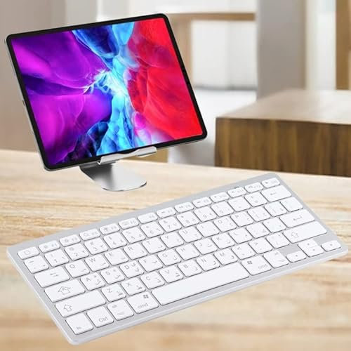 WB-8022 Ultra-thin Wireless Bluetooth Keyboard for iPad, for SAMSUNG, Huawei, Xiaomi, Tablet PCs or Smart Phones, Arabic Keys(Silver)