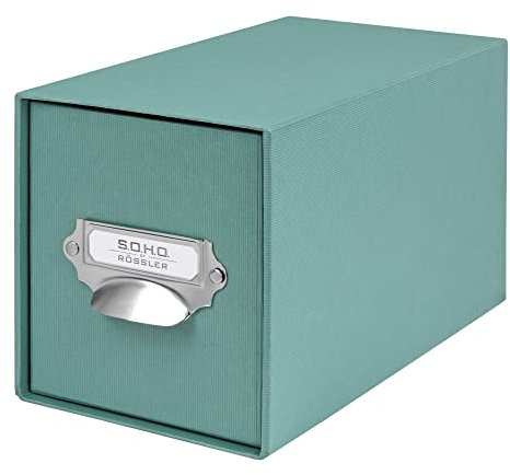Rössler SOHO CD-Schubladenbox | Schubladen-Aufbewahrungsbox | Organizer mit Schublade | Storage Box | Aufbewahrung & Organisation | (BxHxT): 143 x 158 x 261 mm | 1 Stück | Farbe: Grün | Blau | Opal