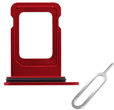 Cemobile SIM-Kartenfach Slot Halter Ersatz für iPhone 13 6,1 Zoll (Einzel-SIM-Version) mit wasserdichtem Gummidichtungsring + SIM-Kartenfach offener Auswurfstift (rot)