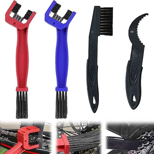 4 Stück Ketten Reinigungsbürste, Kettenreiniger Bürste, Kettenbürste Fahrrad Kette, FahrradKetten Motorradketten Reinigungsbürste Kit, Sauberen Bürste Kettenbürste für Motorrad und Fahrrad