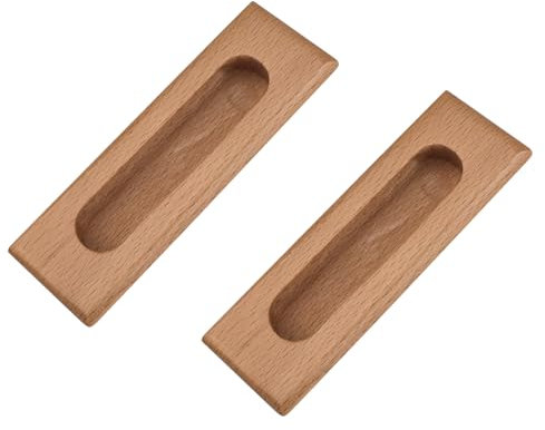 MOROBOR 2 tiradores rectangulares empotrados de madera ocultos, diseño integrado, tiradores de madera para puerta corredera, tiradores de armario corredizas para puerta corredera de granero, tiradores