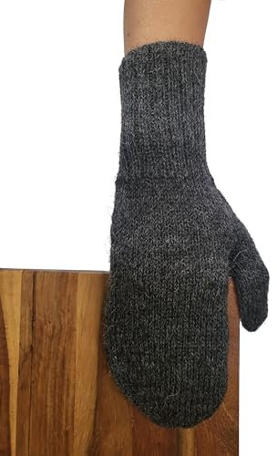 Posh Gear Alpaka Handschuhe Pugnoguanti Fäustlinge Damen Herren aus 100% Alpakawolle, dunkel grau, Größe S