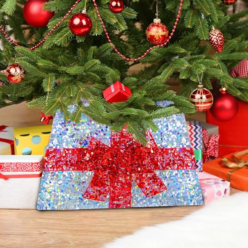 Just For Christmas Tree Skirt - Sequin and Glitter Desigh Battery Operated Light Up Xmas Tree Skirt with 55 LED Lights, Sturdy Metal Frame & Folds Flat for Easy Storage Ideal for Christmas Decorations