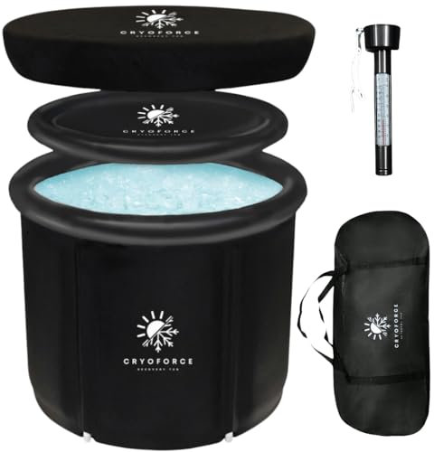 Large Ice Bath for Athletes - Portable Free Standing Cold Plunge Tub for Outdoor Cryotherapy (Onyx Black)