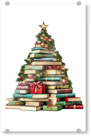 artboxONE Acrylglasbild 150x100 cm Fashion Weihnachtsbuchbaum - Bild Weihnachtsbaum bücherwurm Design