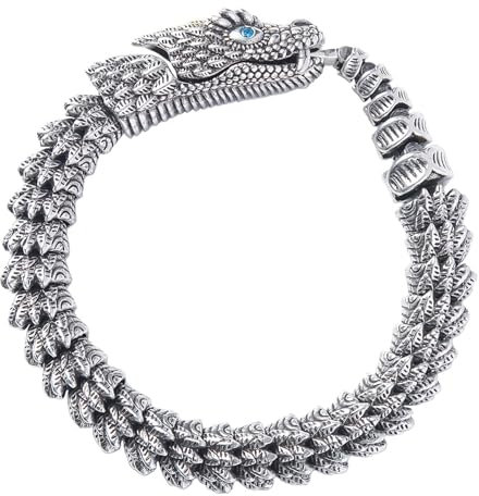 JewelryWe Schlange Ouroboros Armband Herren: Edelstahl Nordisch Vintage Schlangenarmband Flexible biegsame Schlangenkönigskette Wikinger Amulett Schmuck Gotik Biker Armreif Silber