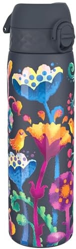 ION8 Gourde Isotherme Inox, 500ml, Anti-Fuite, Facile à Ouvrir, Verrouillage Sécurisé, Lavable au Lave-Vaisselle, Poignée de Transport, Facile à Nettoyer, Acier Inoxydable, Motif Floral Lumineux