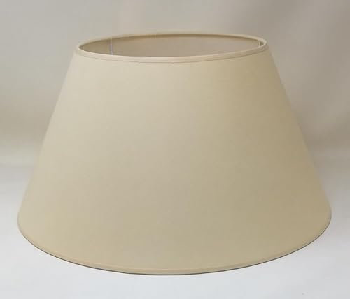 45 cm Pantalla, Tela de Algodón, respaldo de PVC Blanco, Producto Hecho a Mano, para Lámpara de Mesa, Lámpara de Pie (Crema)