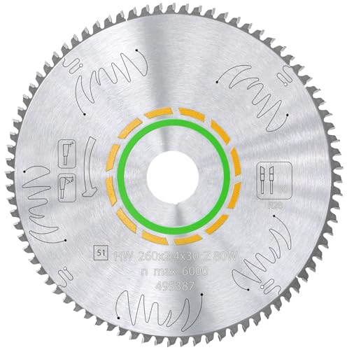 Upgraded 495387 Fine Tooth Cross-Cut Saw Blade,80 Tooth,2.5mm kerf,30mm Arbor,Compatible with Festool Kapex KS 120 REB Miter Saw and Festool TS75 Plunge Cut Track Saw Blade,Sawtooth Upgrade