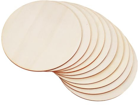 NBEADS 20 Pcs Wooden Unfinished Round Circles, 12cm Round Wood Discs Plain Natural Blank Wooden Discs for Pyrography Painting Craft Sign Plaque and Home Christmas Decoration