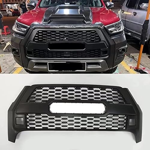Auto Front Kühlergrille für Toyota Hilux Revo Rocco 2021,Vorne Kapuze Kühlergrill Grill KüHler Ersatz Dekoration Zubehör