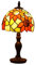 FUMAT Tiffany Tischlampe, Retro Lampe, Kleine Vintage Nachttischlampe, Deko Tischleuchte, Blau Blumen Muster, Handcraft Bunte Glas Lampenschirm, Mit E27 LED Glühbirne, für Schlafzimmer Wohnzimmer Büro