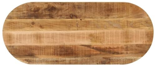vidaXL Tablero de Mesa Ovalado Madera Maciza Mango Rugosa 140x50x2,5cm