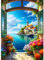 DPHERO DIY Meerblick Diamant Painting Bilder für Erwachsene Anfänger,5D Blumen Diamond Painting Set,DIY Runde Steine Haus Diamant Kunst Kits, Diamant Painting für Zuhause Dekor 30x40 cm