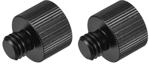 sourcing map Microphone Stand Adapter 3/8-16 Male to 5/8-27 Female Camera Screw Thread Adapter for Microphone Tripod Stand Black 2 Pcs