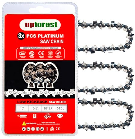 16 Chainsaw Chain 3/8 LP Pitch, .043 Gauge, 56 Drive Links Fits DeWalt DCC690M1, DCCS670, DCCS690,EGO Power+ CS1613 / CS1604 / CS1600 / CS1610 / CS1611 16-Inch 56V Chainsaw R56 (90EOPX56)