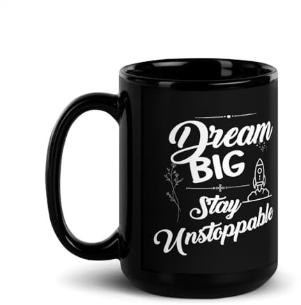 Taza de Cerámica con frase Motivadora | Taza negra 11 y 15 oz | Taza con mensaje Inspirador | Taza con frase para Empezar el Día | Taza para Café y Té | Taza con Cita inspiradora | Taza de Motivación