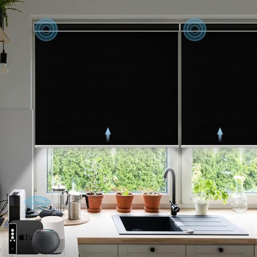 SmartWings Elektrisches Rollo mit Fernbedingung, Smart Rollo Innen 100% Verdunkelung, Kompatibel mit Alexa, Google Home, Homekit, Benutzerdefinierte Größe,Vigor Weiß
