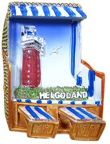 Magnet Souvenir Helgoland Strandkorb Leuchtturm 7 x 5 cm Kühlschrankmagnet Deko GCG K100362