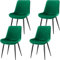 FRUOGO Esszimmerstühle 4er Set,Samt Polesterstuhl,Robuste Metallbeine,Modernes Streifendesign für Esszimmer,Wohnzimmer,Küche,Lounge,Grün
