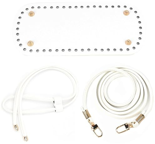 3 Stück Zubehör für Taschen, Taschenbasis, Häkelset, Handtaschenboden, Haken mit Taschenboden, Schultergurt, Kordelzug für die Herstellung von Rucksäcken für DIY Handtasche (weiß)