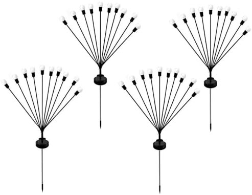 Lot de 4 torches solaires à boules lumineuses LYRA LED blanc chaud H73cm