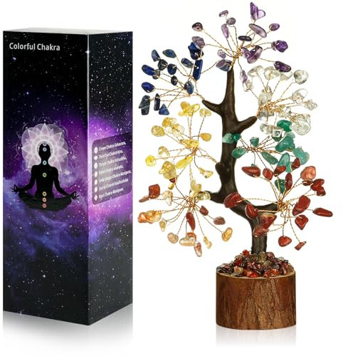 Vicloon Sept Chakra Cristal Arbre, Arbre Pierre Naturelle Guérison Bonsaï, Arbre De Vie Aux 7 Chakras, pour Bonne Positive Energy, Chance et Prospérité, Décor De Domicile Feng Shui (7 Chakra)
