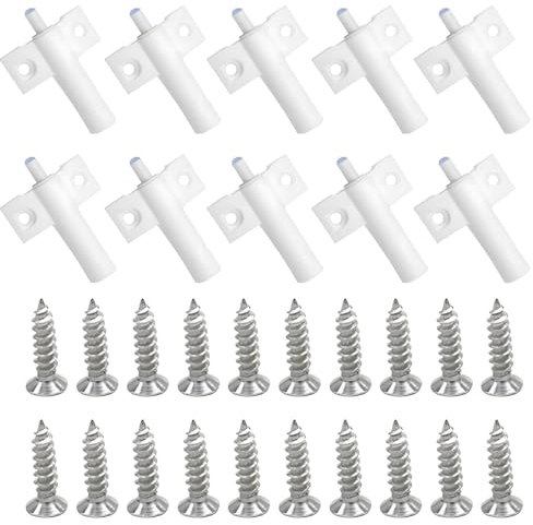 Yingjie 10 Pieces Soft Close Dampers, Door Closer, White, Plastic, Stainless Steel, Suitable for Kitchen Cabinets, Wardrobe Doors