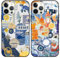 Phoona 2 Pack Cute Case for iPhone 12 Pro Max 6.7, European Collage Preppy Summer Girly Design Pattern for Girls Women, Slim Soft Silicone Shockproof Bumper Protector Cover, Blue 02