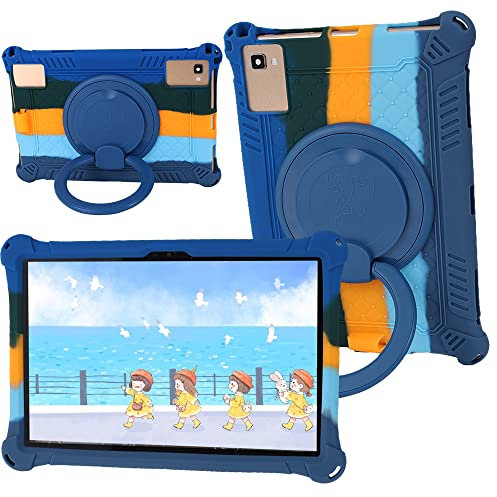 YKWXSC Coque pour ApoloSign EM101/DEERTiME E15/HiTabt P30T P30A/WDYQJE A55/PIIM Pad P8 Pro Tablet 10 Pouce, Robuste avec Support Rotatif et Bandoulière Étui de Protection, Bleu foncé